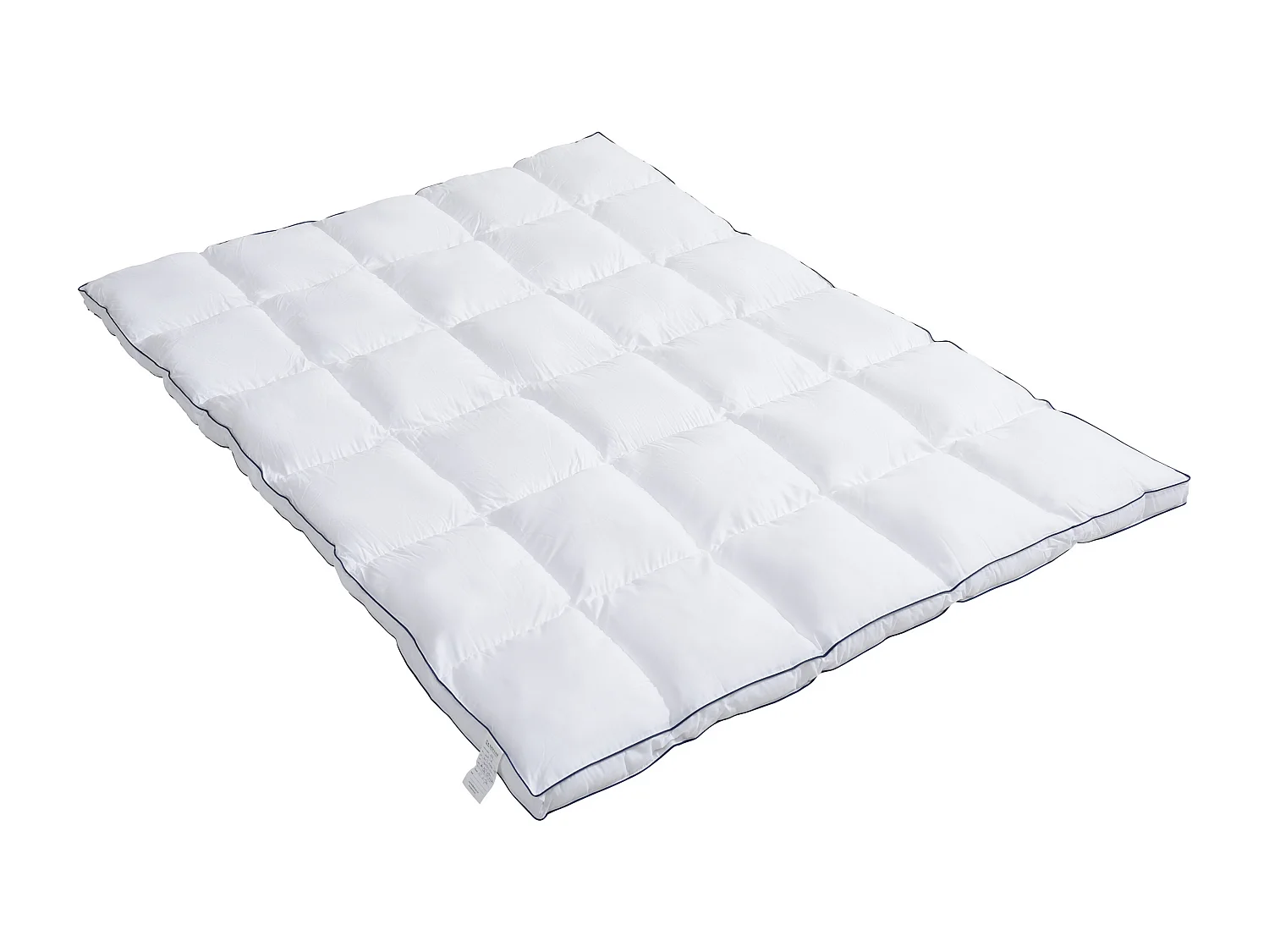 Surconfort de matelas anti-acariens 2 places - 140 x 190 cm - Enveloppe satin 120 fils/cm2 - garnissage 1000gr/m2 - Blanc passepoil bleu - PRESTIGIA de Palacio
