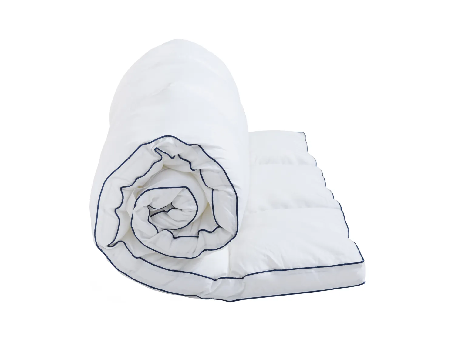 Sobrecolchão antiácaros 2 lugares 140 x 190 cm, revestimento cetim 120 fios/cm2, enchimento 1000 g/m2, branco debrum azul - PRESTIGIA de Palacio