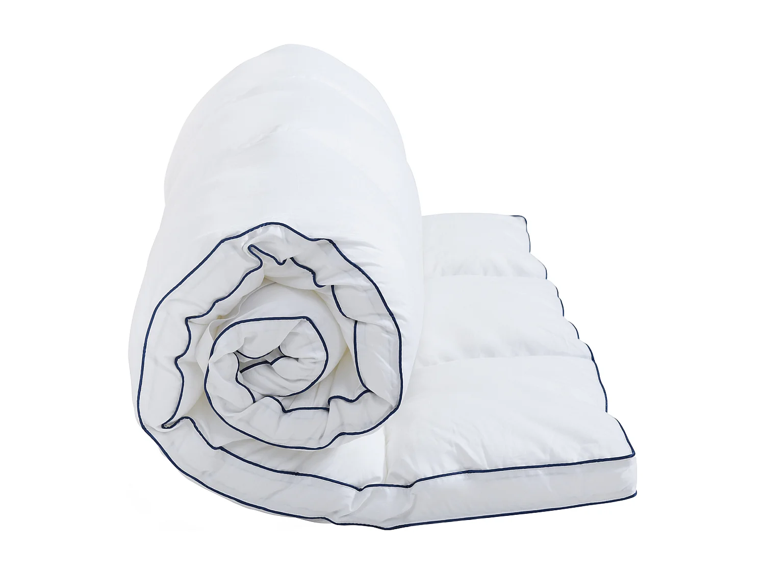 Surconfort de matelas anti-acariens 2 places - 180 x 200 cm - Enveloppe satin 120 fils/cm2 - garnissage 1000gr/m2 - Blanc passepoil bleu - PRESTIGIA de Palacio