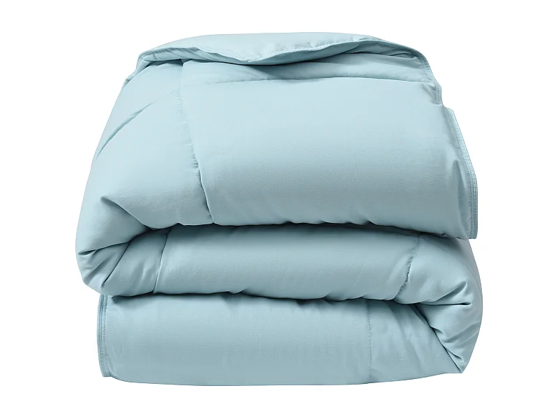 Leichte Bettdecke für 2 Personen - 240 x 260 cm - 180 g/m² - Sojafaser - Pfirsichhaut-Feeling - Blau - THERMO CONTROL