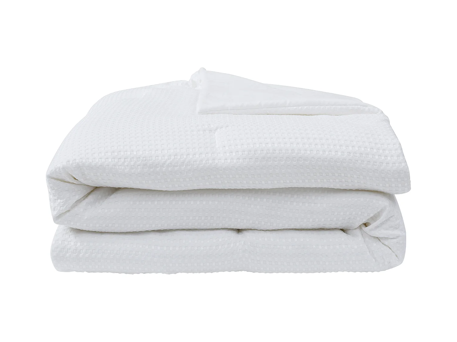 Couette 2 en 1 double face légère - 220 x 240 cm - 250gr/m² - Blanc tissu nid d'abeille - NANSHI