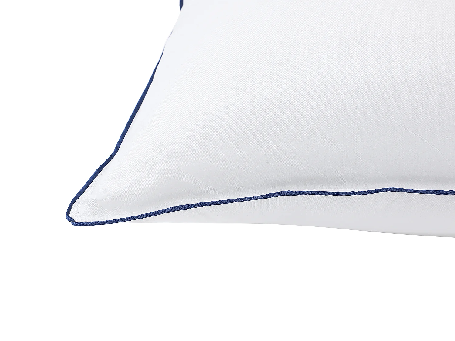 Oreiller moelleux anti-acariens - 65 x 65 cm - enveloppe satin 120 fils/cm² - garnissage 300gr/m² - Blanc passepoil bleu - PRESTIGIA de Palacio
