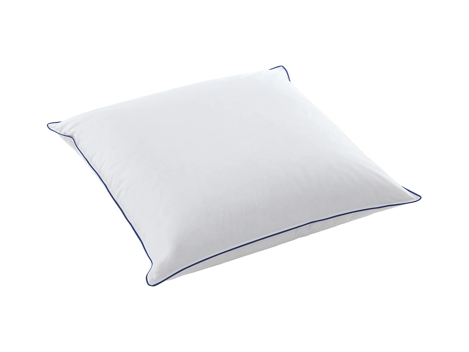 Oreiller moelleux anti-acariens - 65 x 65 cm - enveloppe satin 120 fils/cm² - garnissage 300gr/m² - Blanc passepoil bleu - PRESTIGIA de Palacio