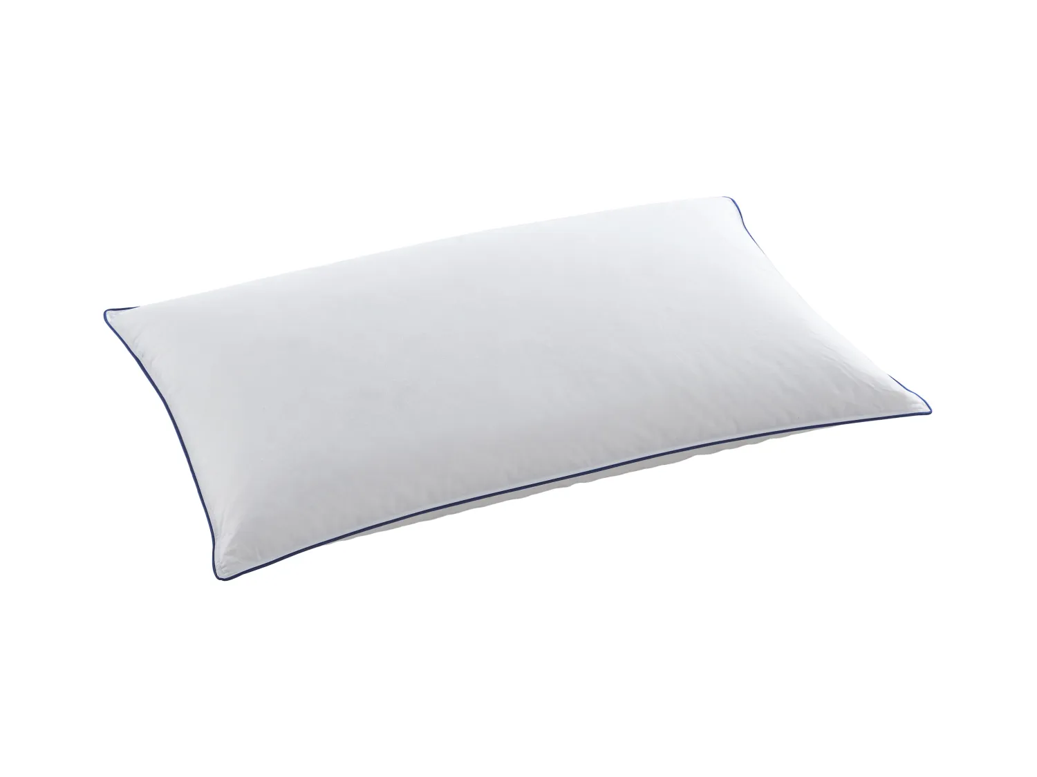 Weiches Anti-Milben-Kopfkissen - 50 x 70 cm - Satinbezug 120 Fäden/cm² - Füllung 300 gr/m² - Weiß mit blauer Ziernaht - PRESTIGIA von Palacio