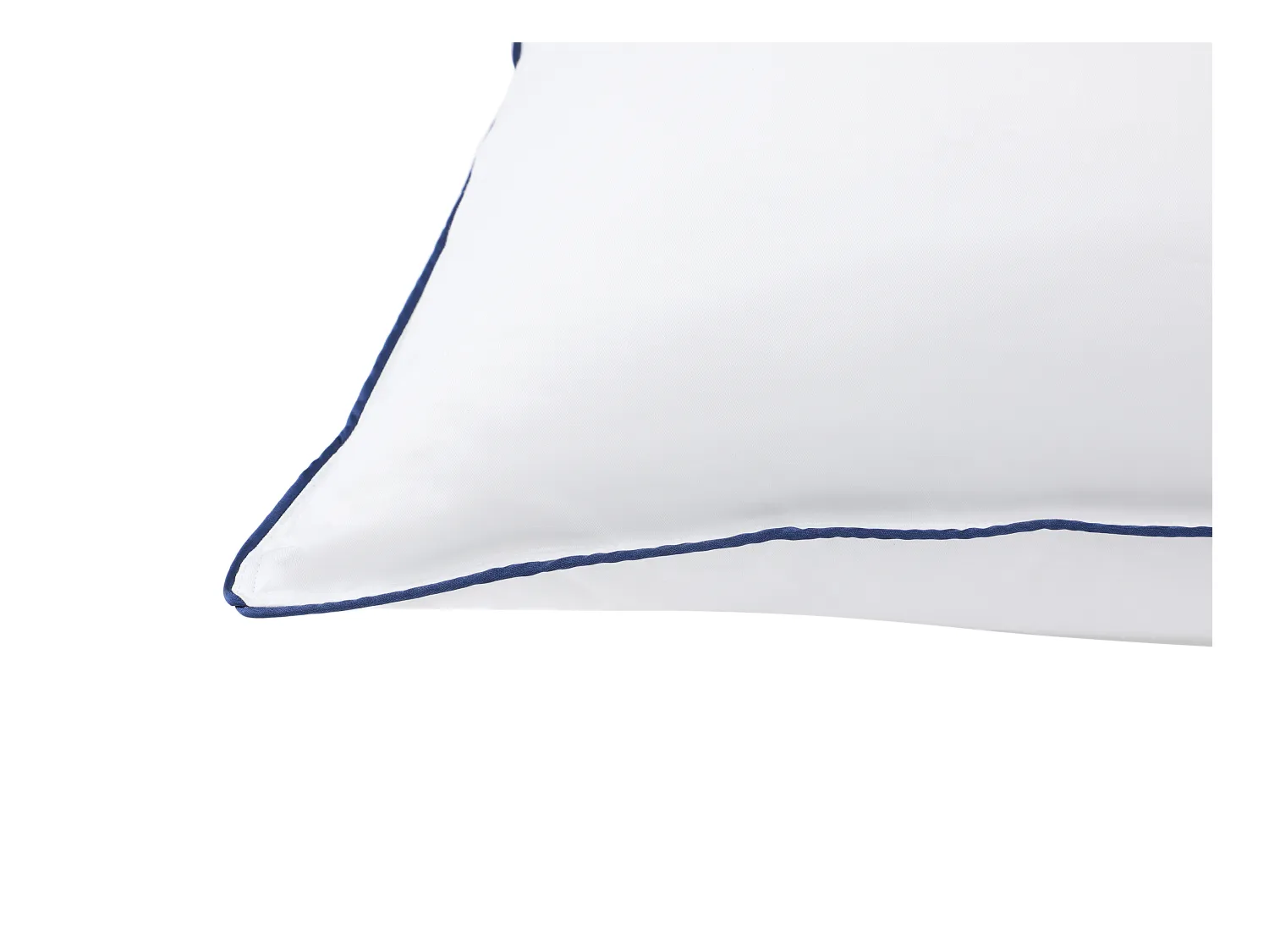 Weiches Anti-Milben-Kopfkissen - 50 x 70 cm - Satinbezug 120 Fäden/cm² - Füllung 300 gr/m² - Weiß mit blauer Ziernaht - PRESTIGIA von Palacio