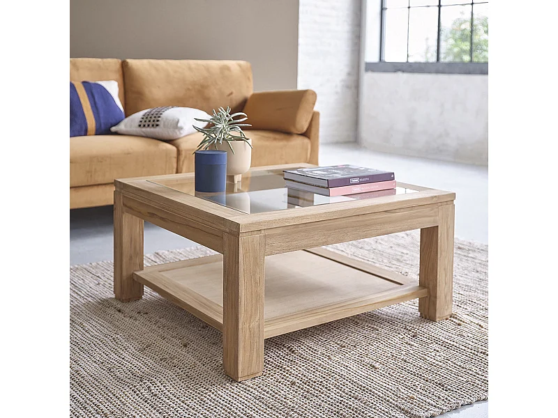Table basse en teck massif 80 cm