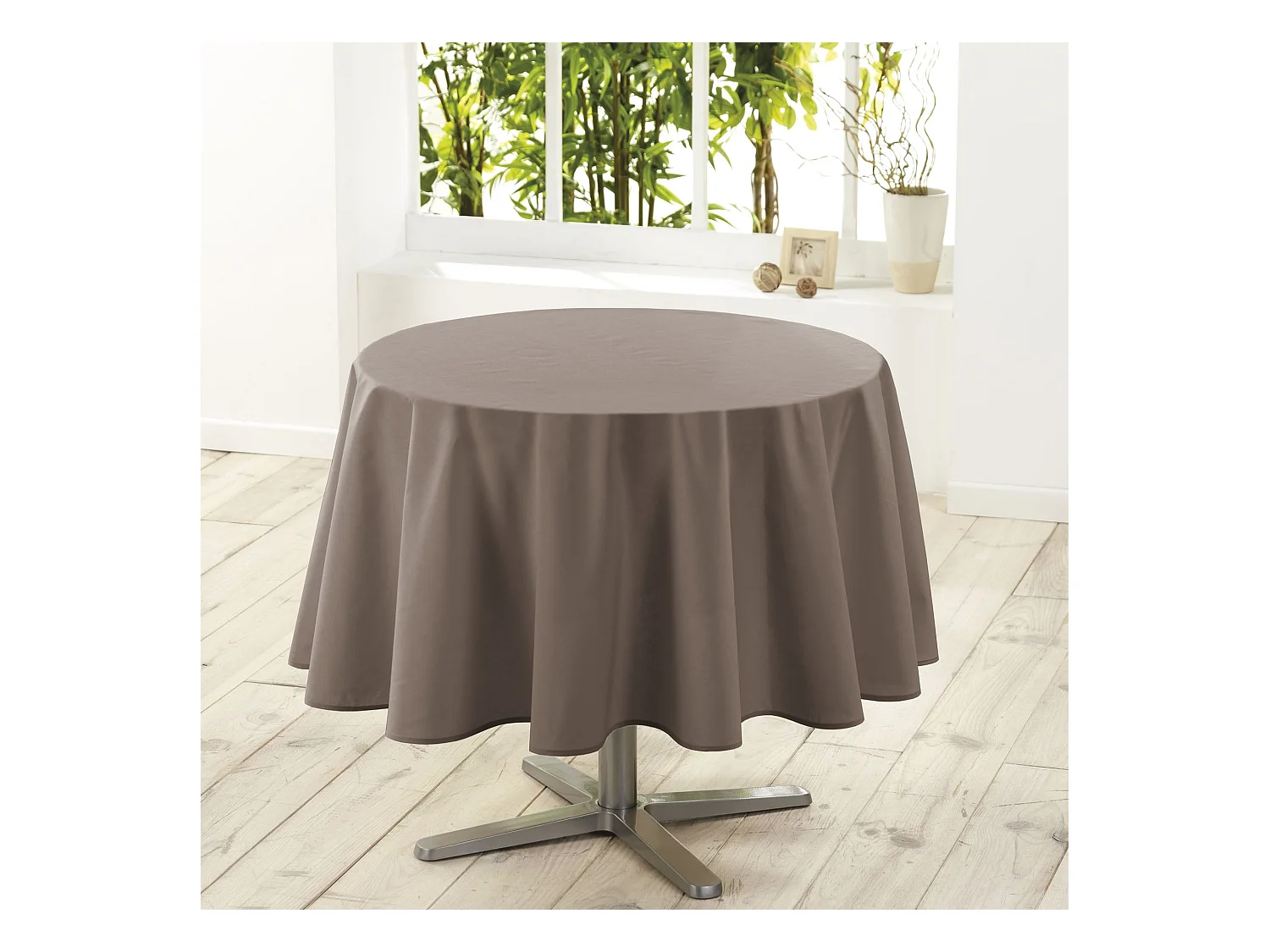 Nappe Ronde Antitache "Essentiel" 180cm Taupe