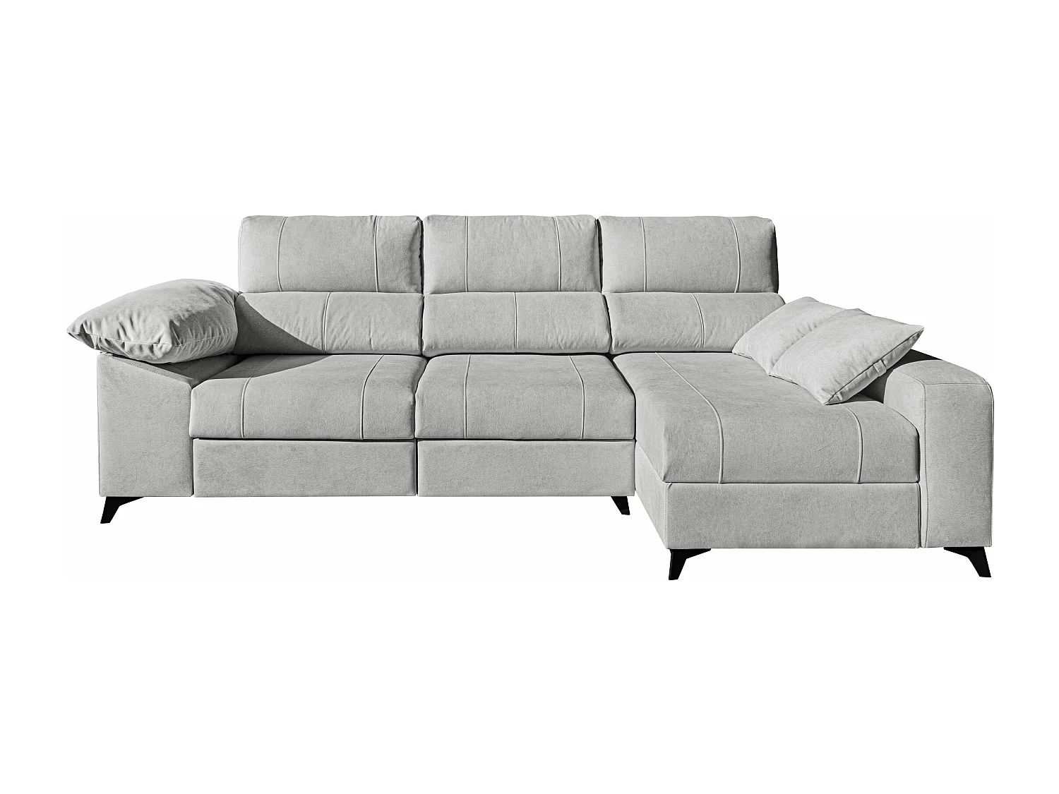 Canapé méridiennes avec pieds de 285 cm. Gris