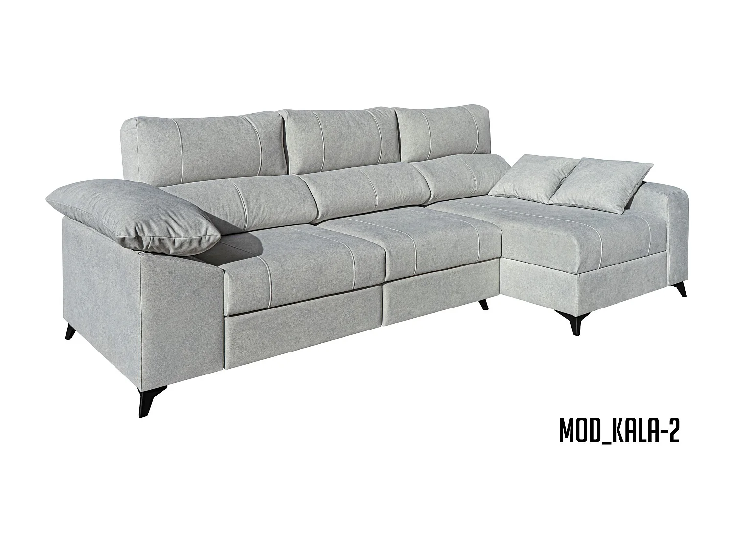 Canapé méridiennes avec pieds de 285 cm. Gris