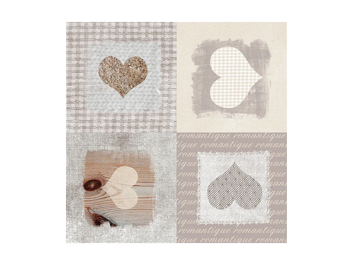 Nappe Toile Cirée "Cosy Coeur" 140x240cm Gris