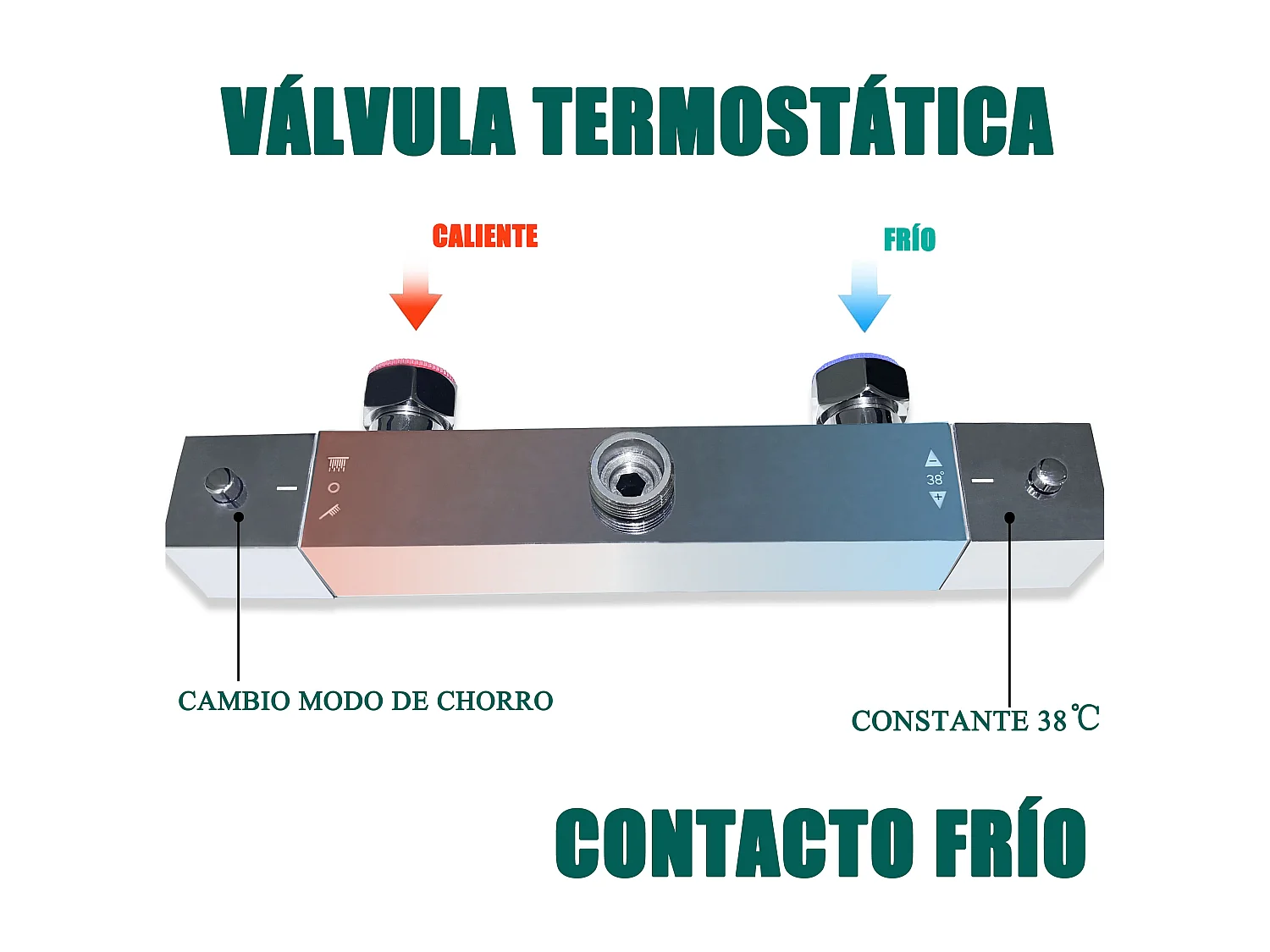 Coluna de chuveiro Aica com termostato em aço inoxidável e barra anti-queimadura 80-120cm