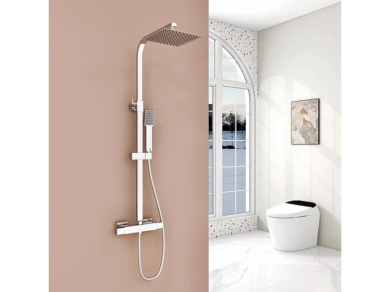 Aica columna de ducha con termostato barra en altura 80-120cm