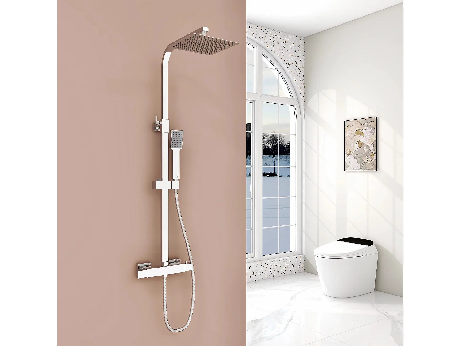 Aica columna de ducha con termostato barra en altura 80-120cm