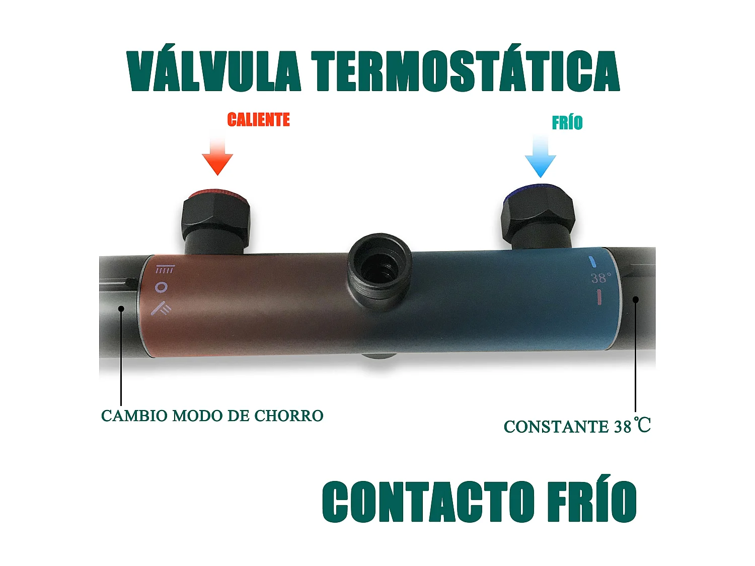 Aica columna de ducha termostática con redonda barra alcachofa superior negro mate para baño