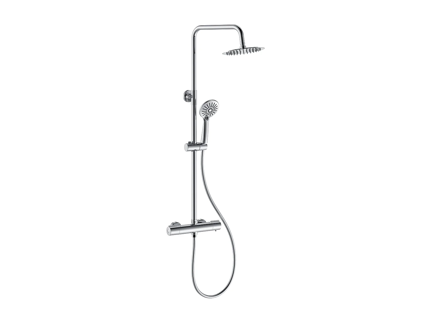Aica columna de ducha termostática redonda con barra 768-1200mm rociador de mano ajustable