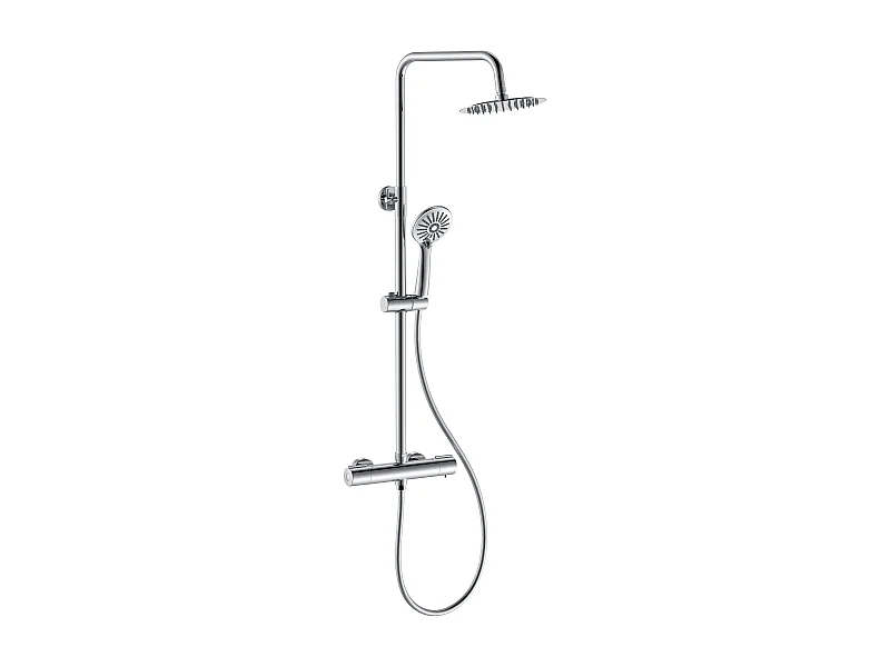 Aica columna de ducha termostática redonda con barra 768-1200mm rociador de mano ajustable