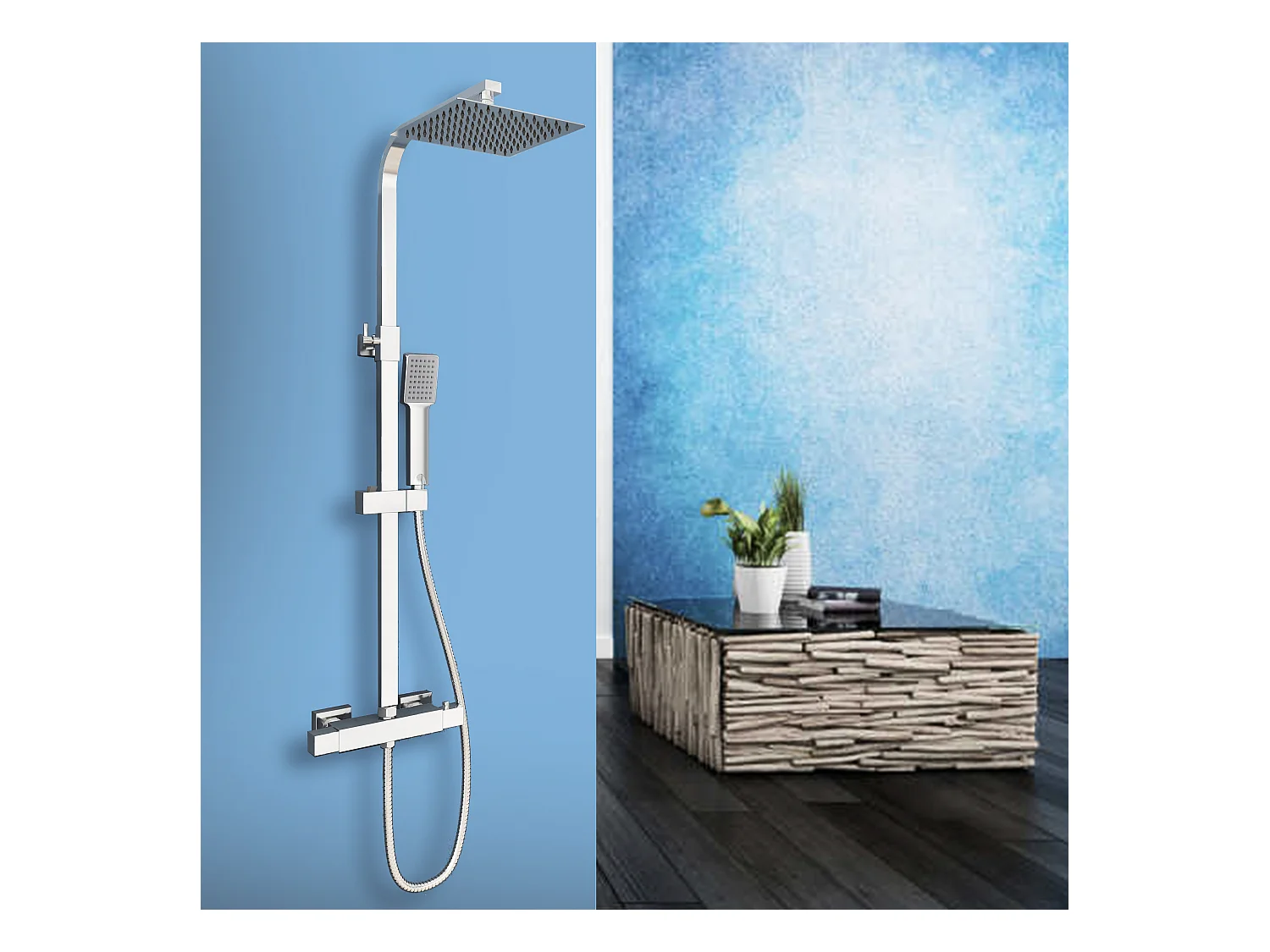Chuveiro termostático Aica coluna termostática chuveiro termostático com trilho cromado ajustável 80-120cm