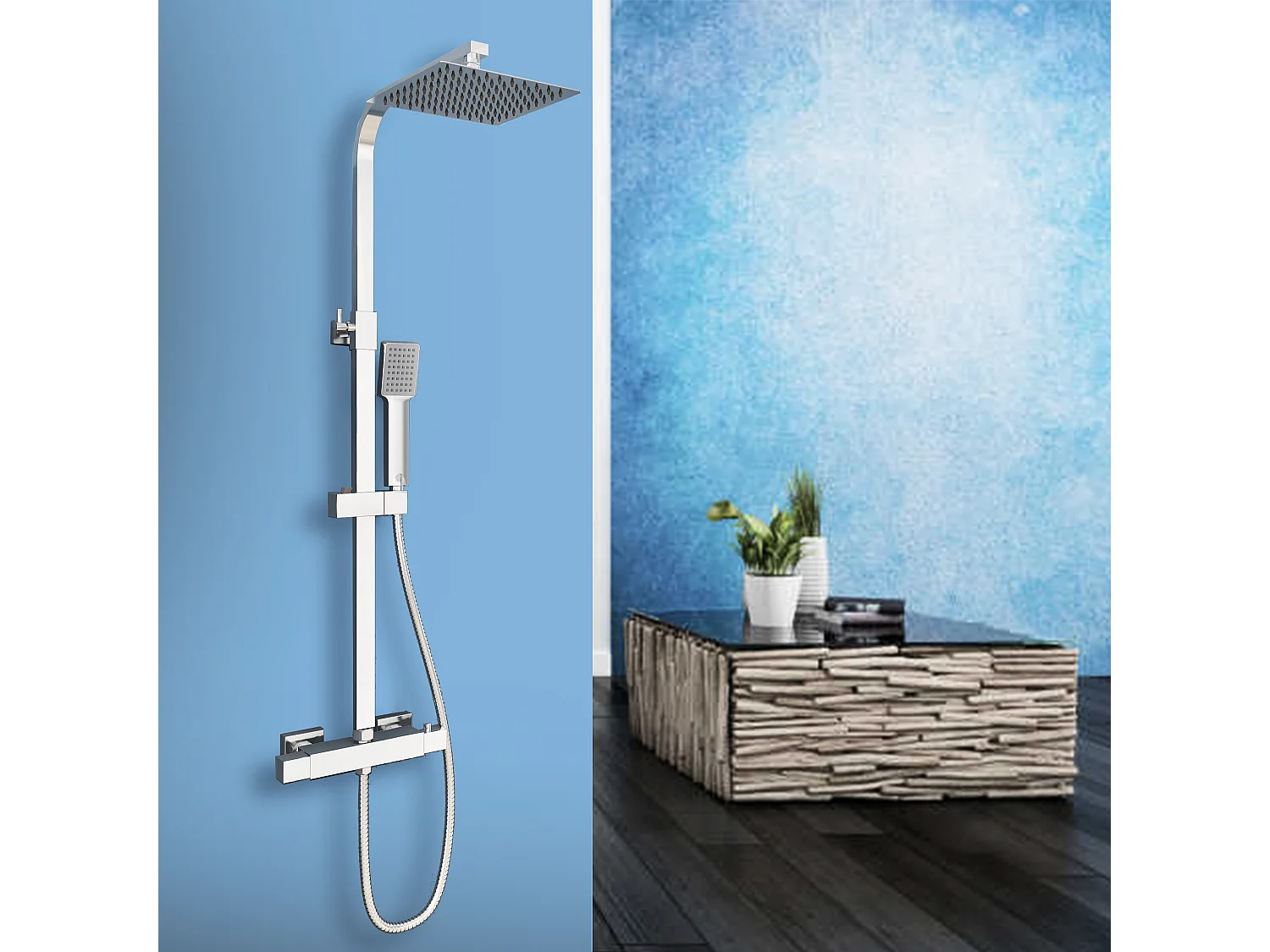 Chuveiro termostático Aica coluna termostática chuveiro termostático com trilho cromado ajustável 80-120cm