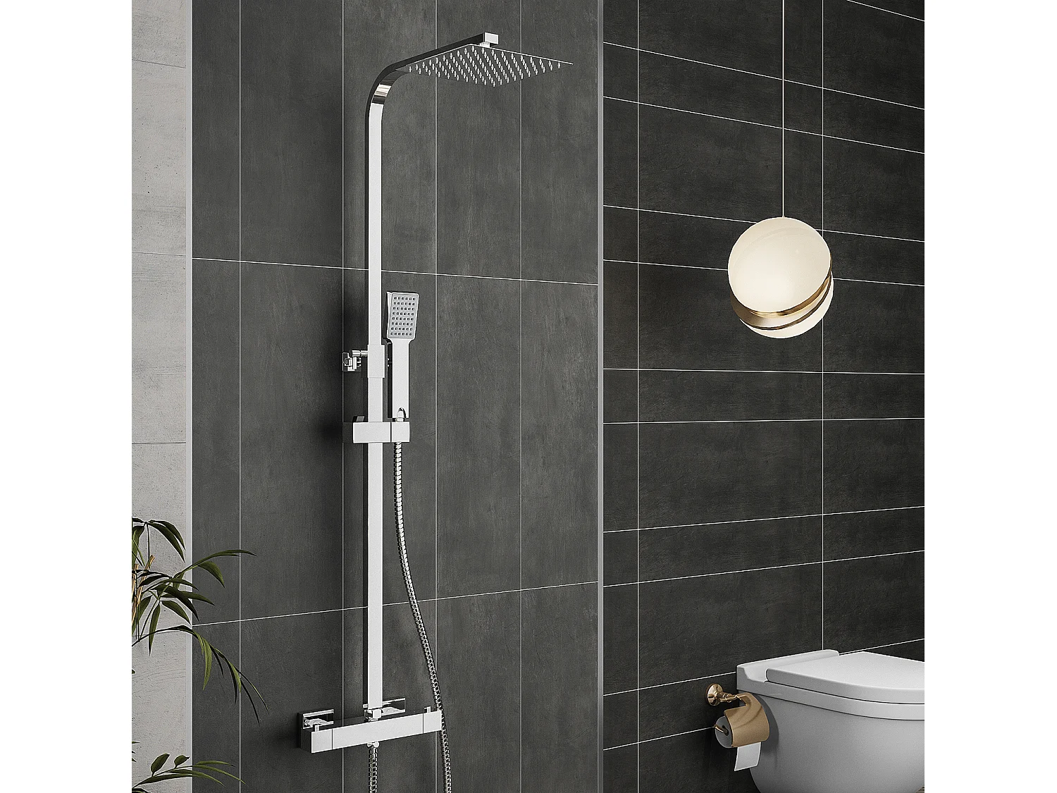 Aica columna de ducha termostática 38℃ sin grifo plata brillante conjunto de ducha 80-120cm