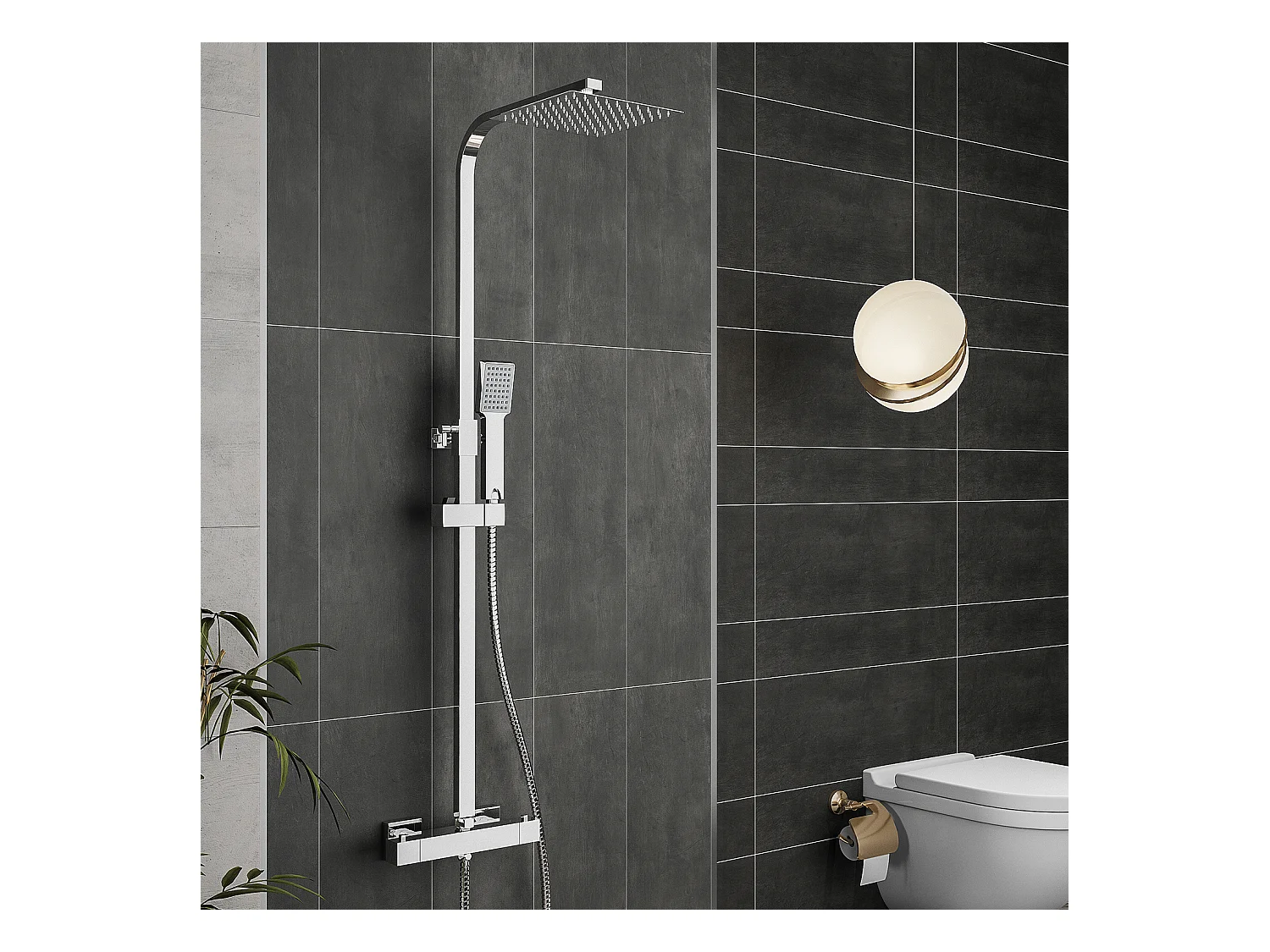 Coluna de chuveiro termostática Aica coluna de chuveiro termostática 38℃ sem torneira conjunto de chuveiro prata brilhante 80-120cm