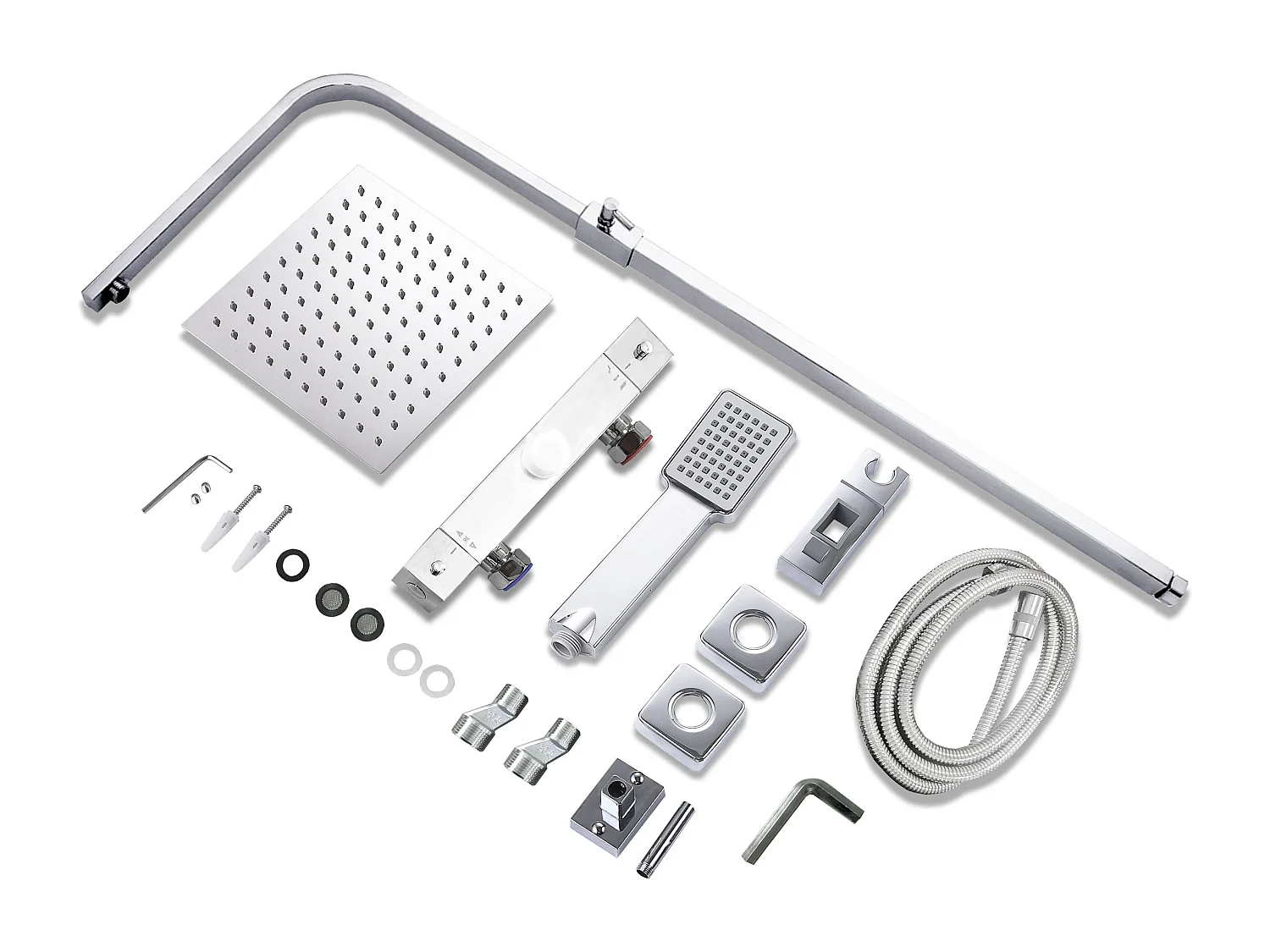 Aica columna de ducha termostática alcachofa cuadrada barra en 80-120cm baño