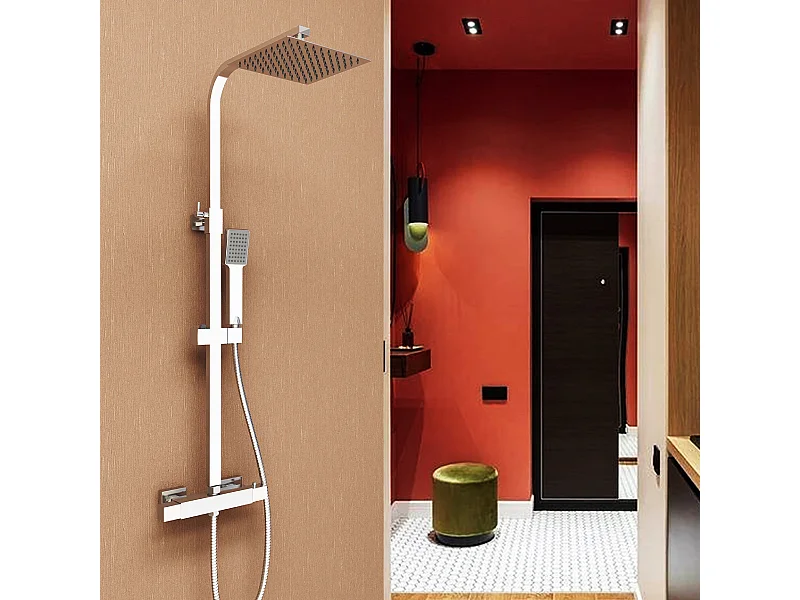 Aica columna de ducha con termostato 38℃ de acero inoxidable anti-quemadura 80-120cm