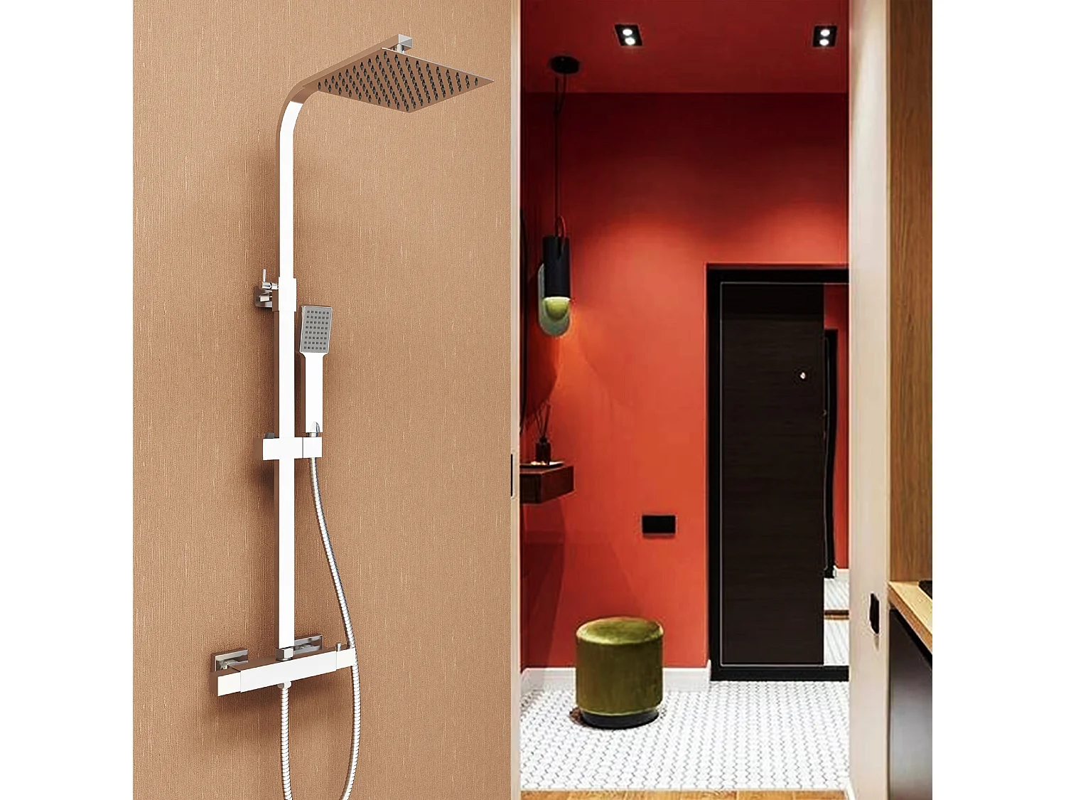 Aica columna de ducha con termostato 38℃ de acero inoxidable anti-quemadura 80-120cm