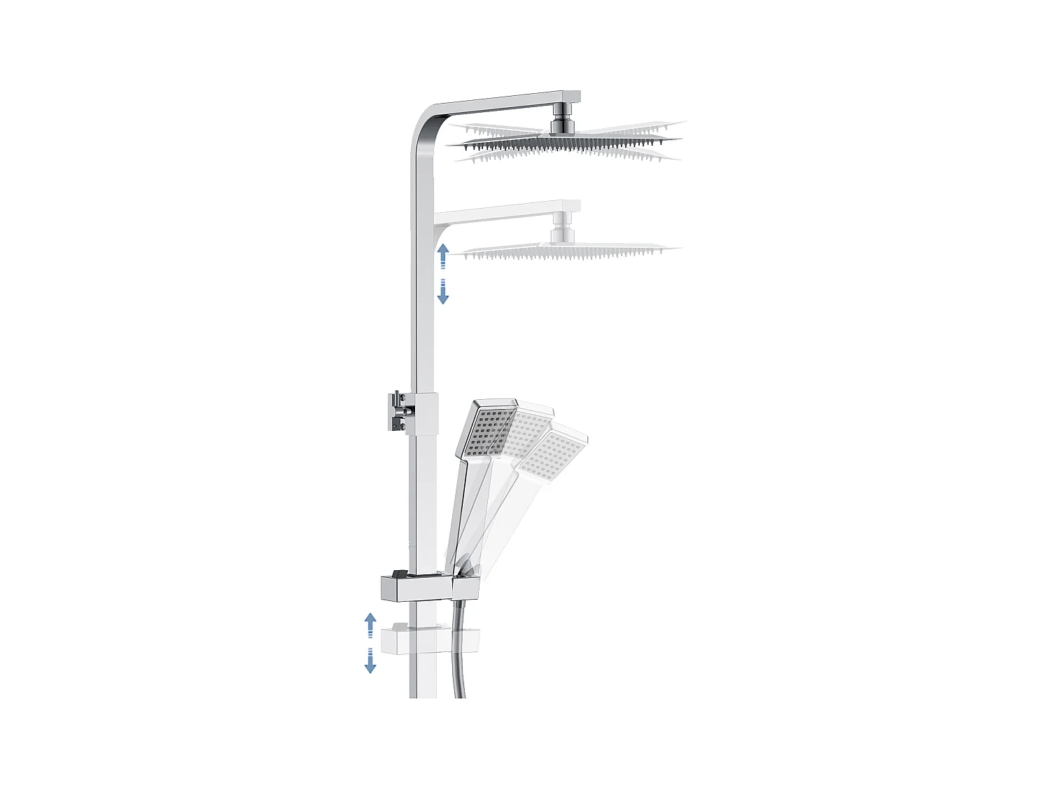 Aica columna de ducha termostática cuadrada 764-1184mm para baño