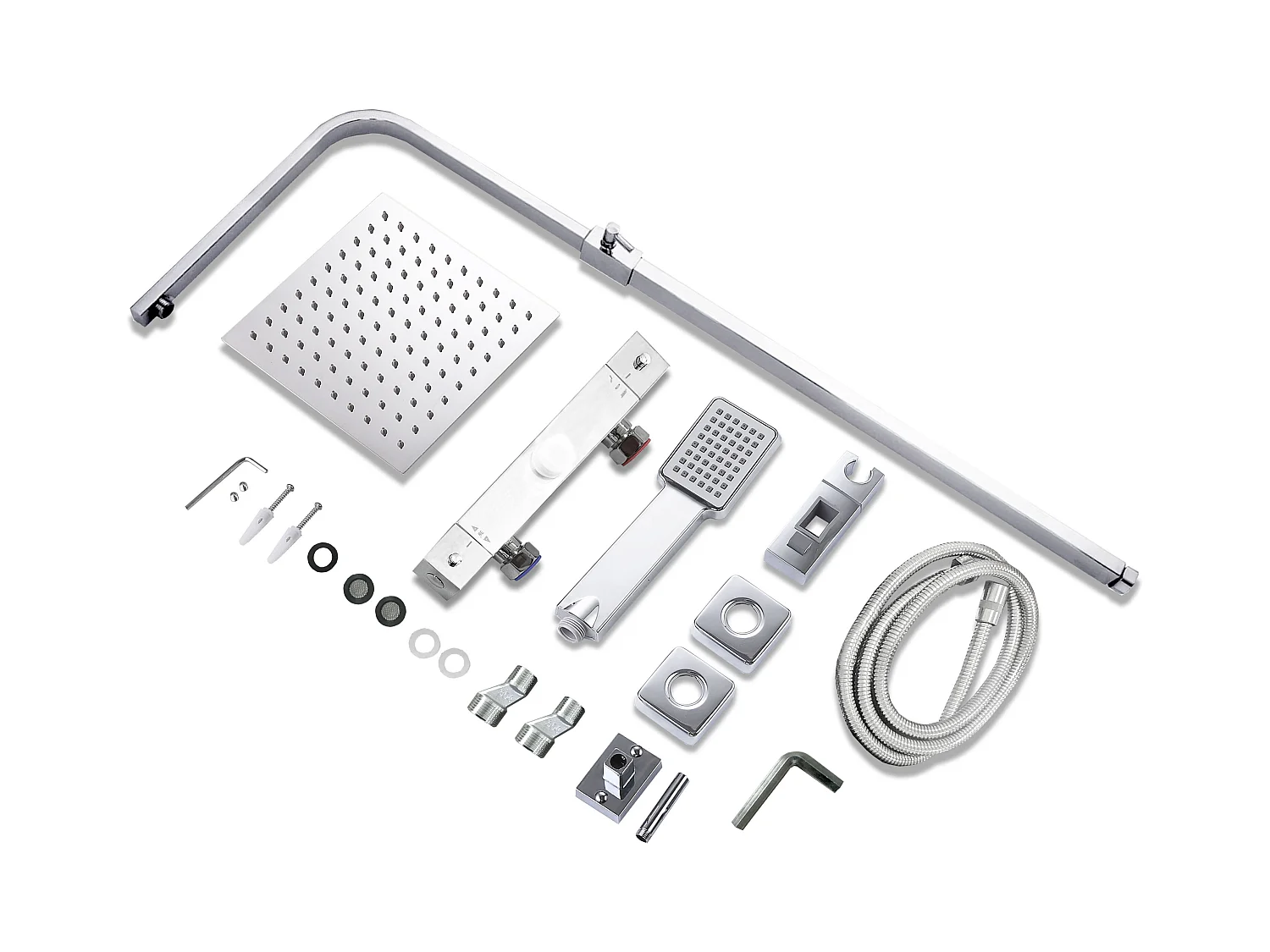 Aica columna de ducha termostática cuadrada 764-1184mm para baño