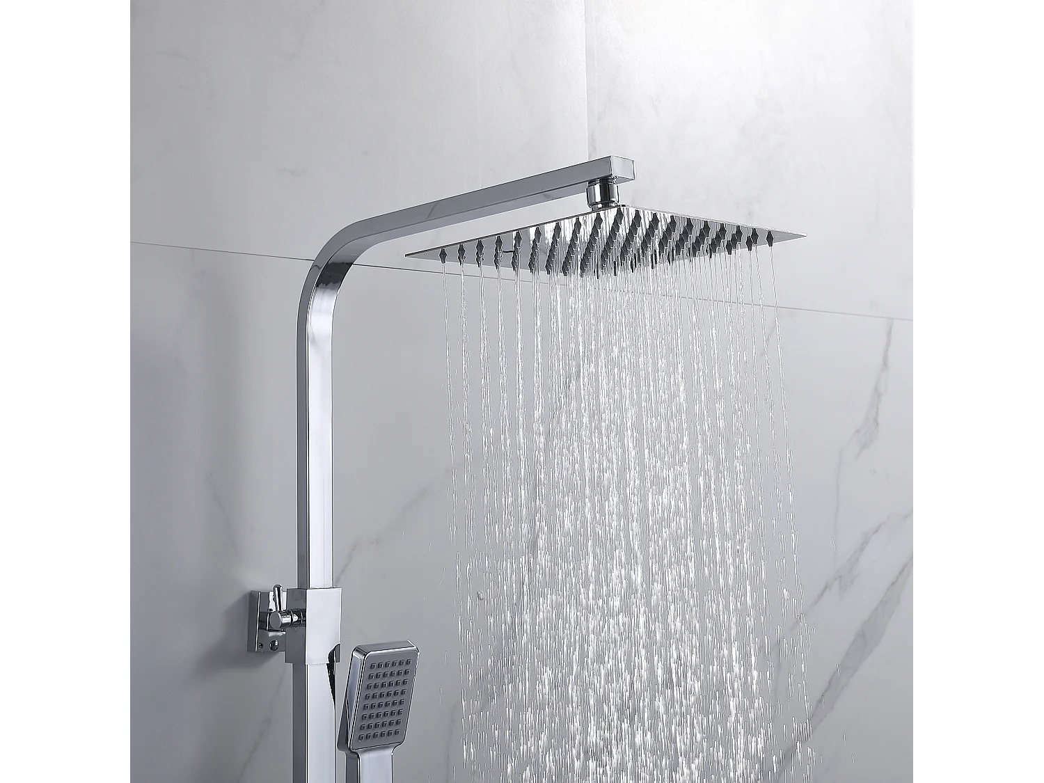 Aica columna de ducha termostática cuadrada plata alcachofa de ducha barra de acero inoxidable