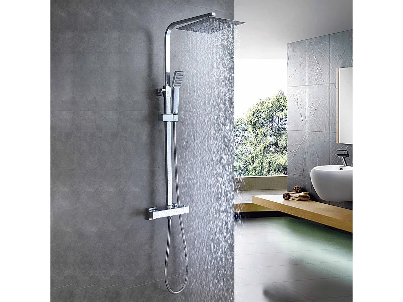 Chuveiro termostático Aica coluna termostática chuveiro termostático chuveiro quadrado grande chuveiro de aço inoxidável cromado 80-120cm