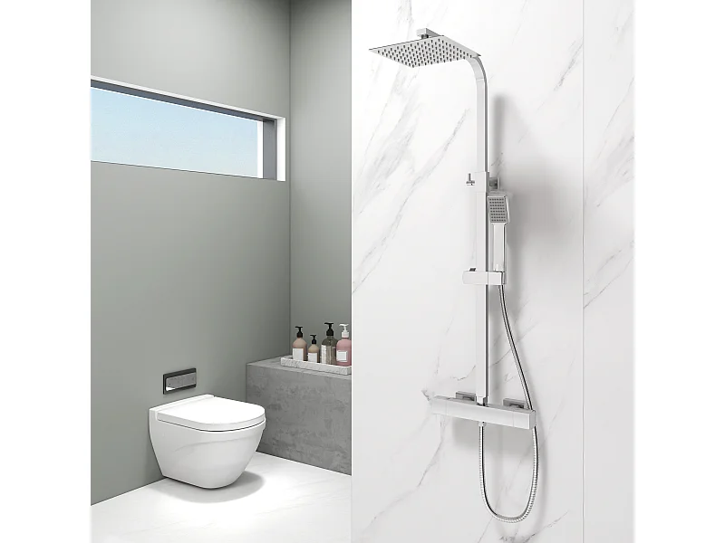 Aica columna ducha termostato cuadrado 764-1184mm para baño