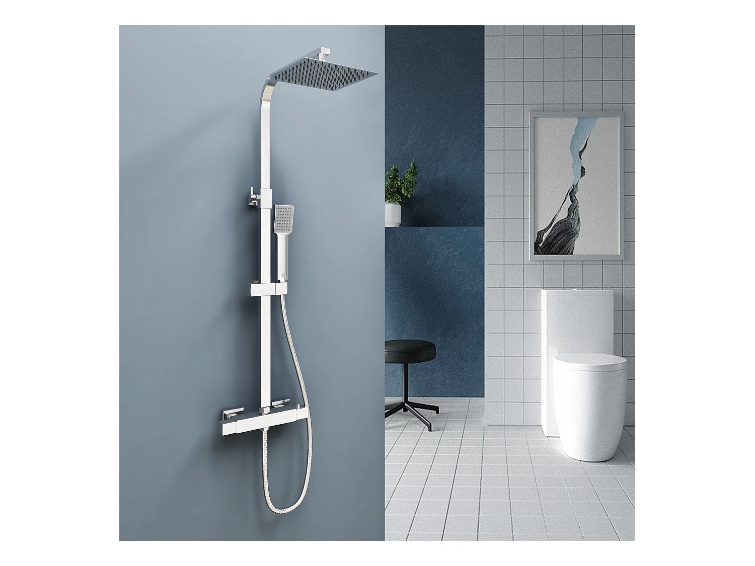 Aica coluna de chuveiro termostático chuveiro termostático chuveiro quadrado em aço inoxidável chuveiro quadrado 80-120cm banheiro