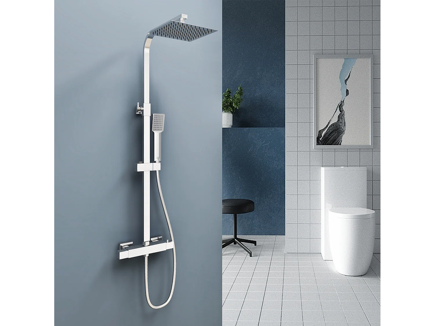 Aica coluna de chuveiro termostático chuveiro termostático chuveiro quadrado em aço inoxidável chuveiro quadrado 80-120cm banheiro