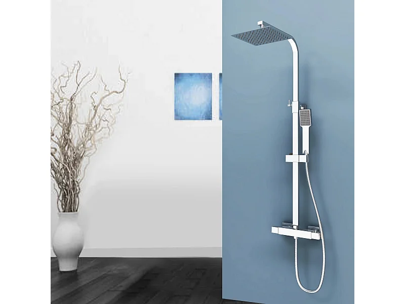 Aica coluna de chuveiro termostático em cromo ajustável 80-120cm chuveiro suspenso para banheiros