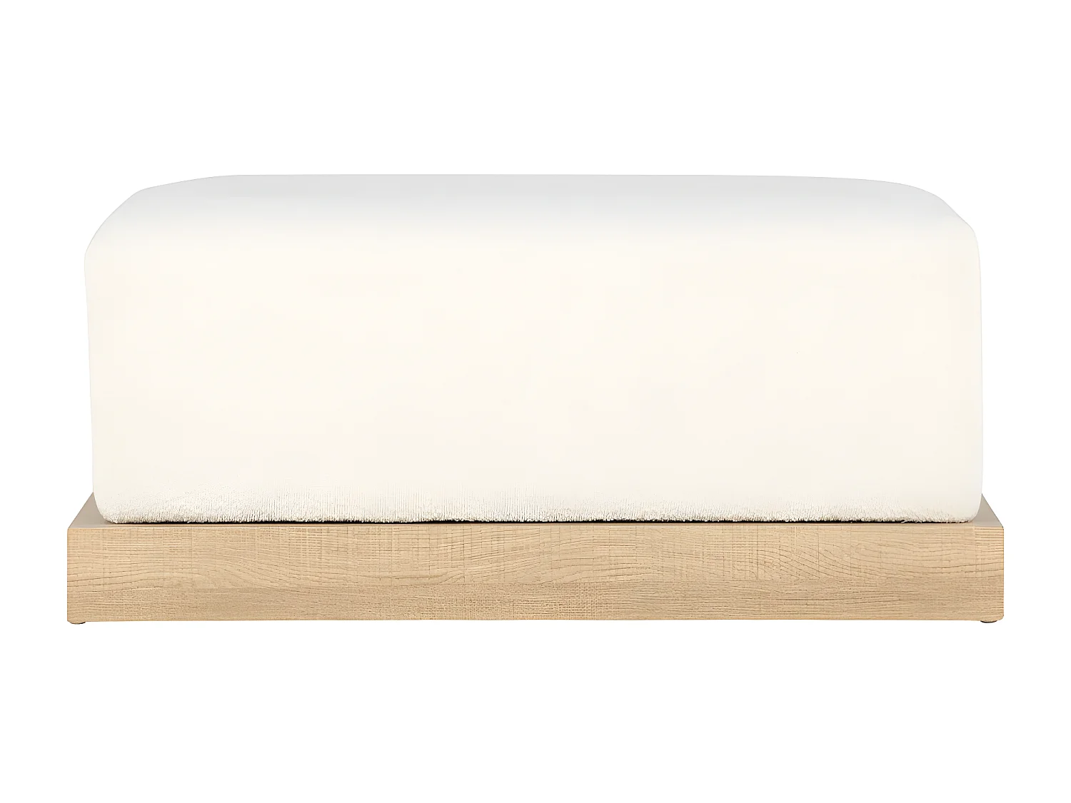 Pouf Design en Tissu Bouclé "Ivy" 100cm Blanc & Naturel