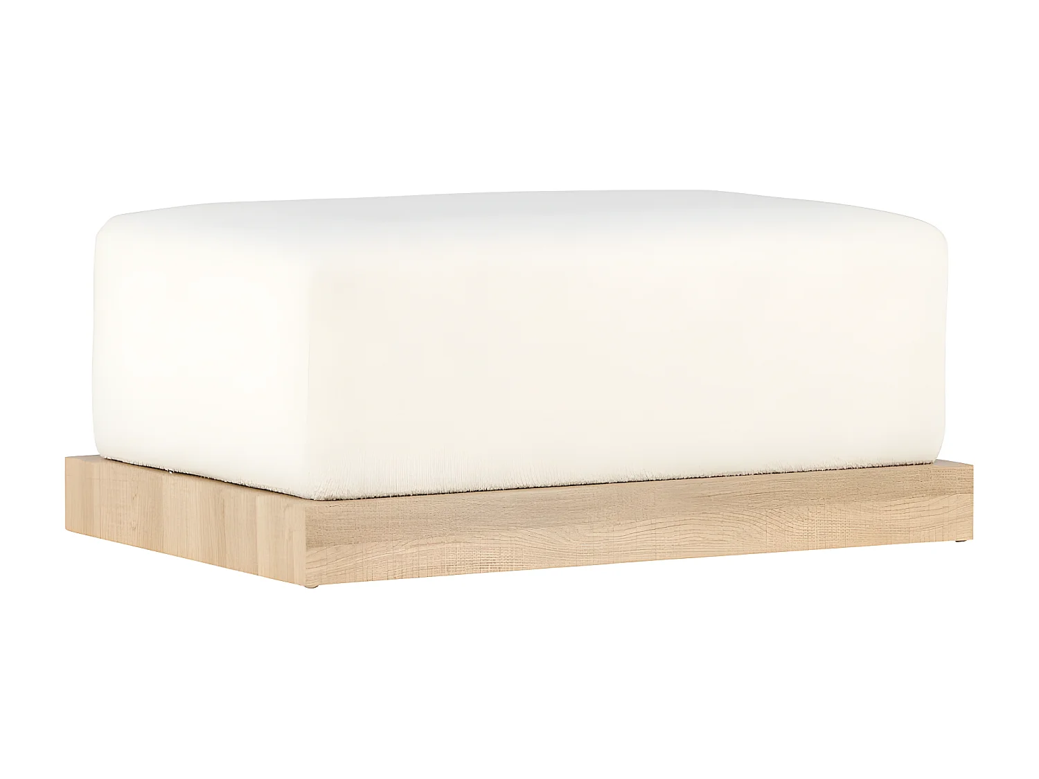 Pouf Design en Tissu Bouclé "Ivy" 100cm Blanc & Naturel