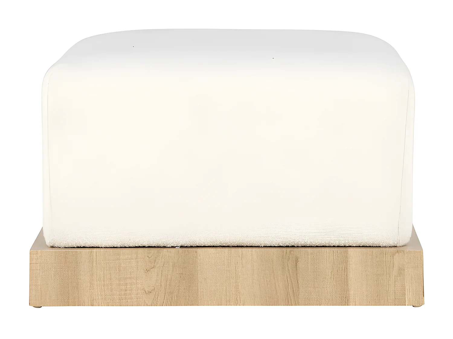 Pouf Design en Tissu Bouclé "Ivy" 100cm Blanc & Naturel