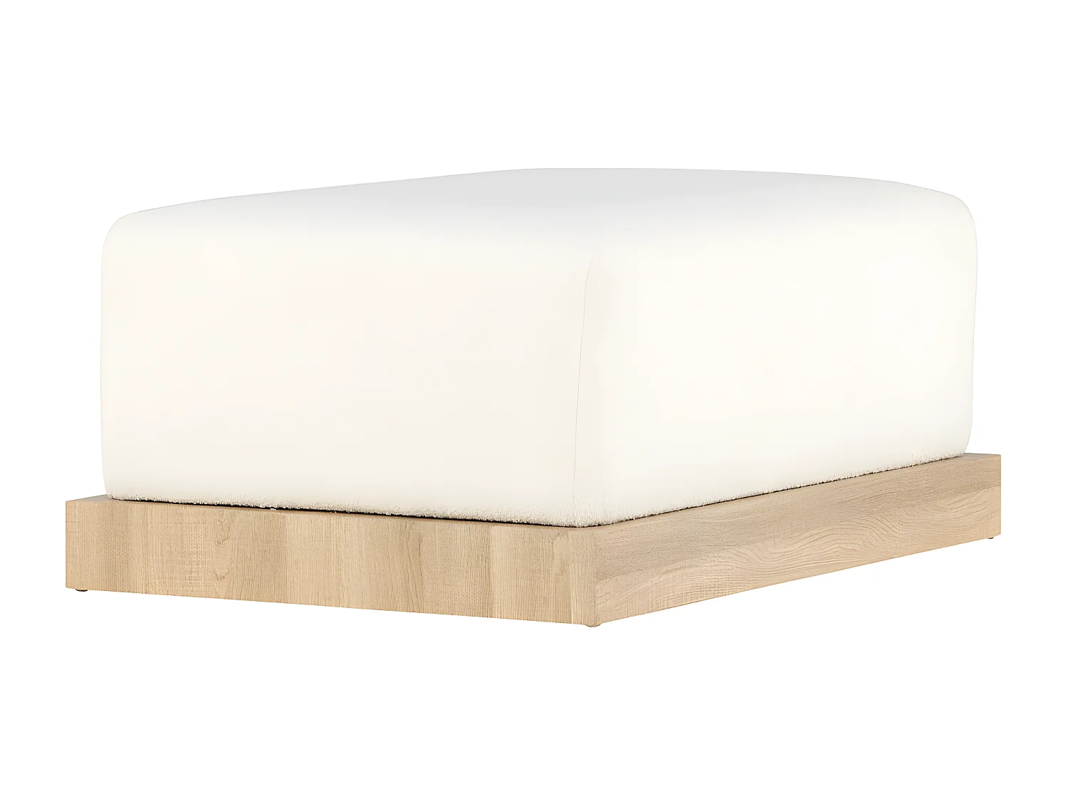 Pouf Design en Tissu Bouclé "Ivy" 100cm Blanc & Naturel