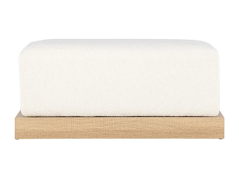 Pouf Design en Tissu Bouclé "Ivy" 100cm Blanc & Naturel