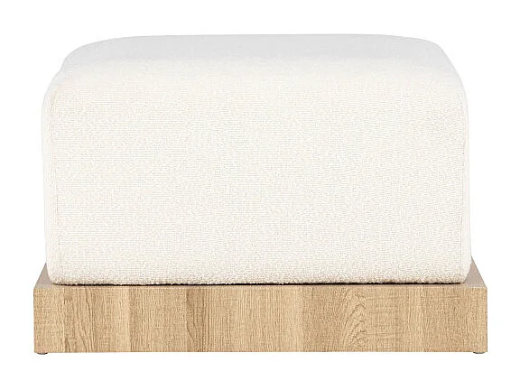 Pouf Design en Tissu Bouclé "Ivy" 100cm Blanc & Naturel