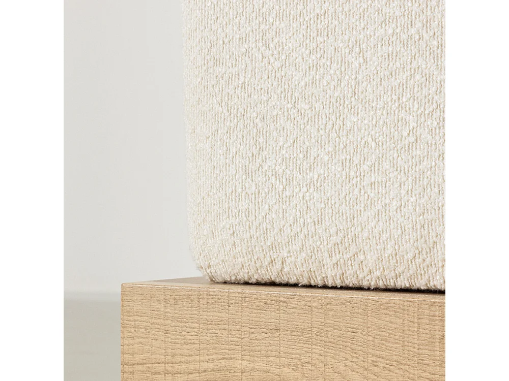 Pouf Design en Tissu Bouclé "Ivy" 100cm Blanc & Naturel