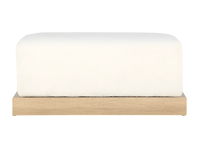 Pouf Design en Tissu Bouclé "Ivy" 100cm Blanc & Naturel