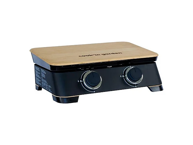 Gasplancha DUNE 60 - 2 branders - Geëmailleerd gietijzer en bamboe - 4 kW