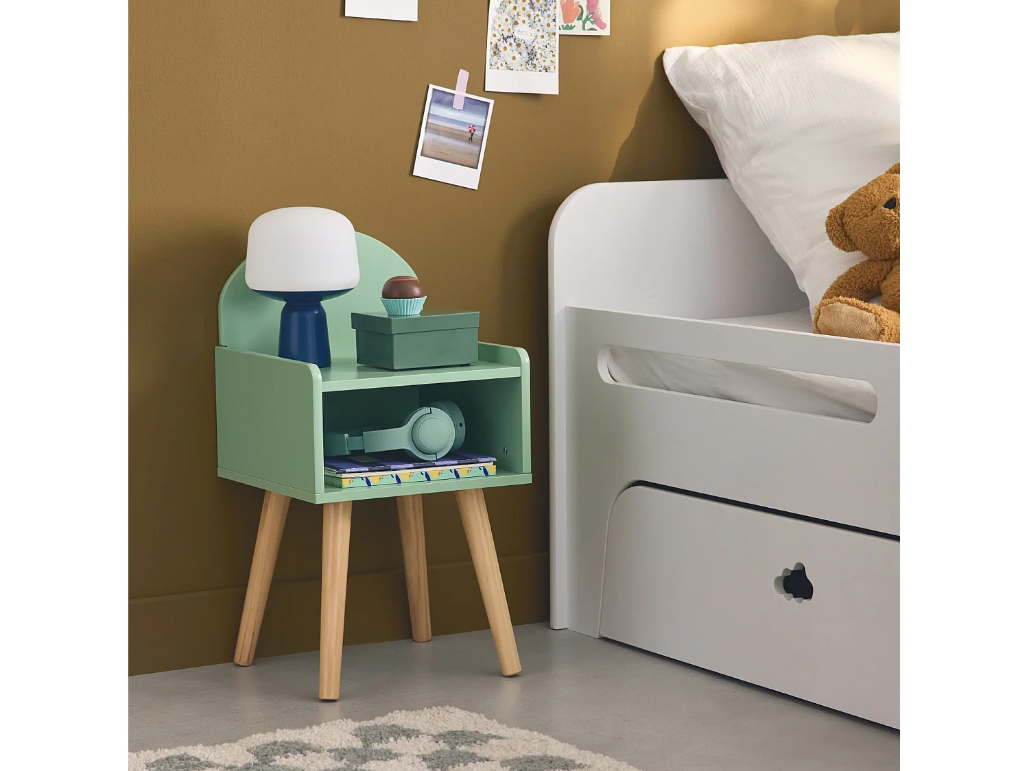 Comodino per bambini, verde