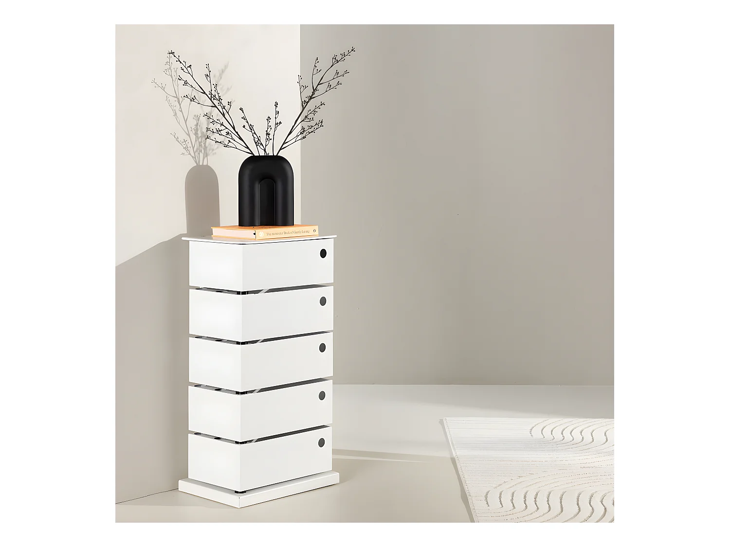 Meuble de Rangement 5 Tiroirs "San Carlos" 72cm Blanc