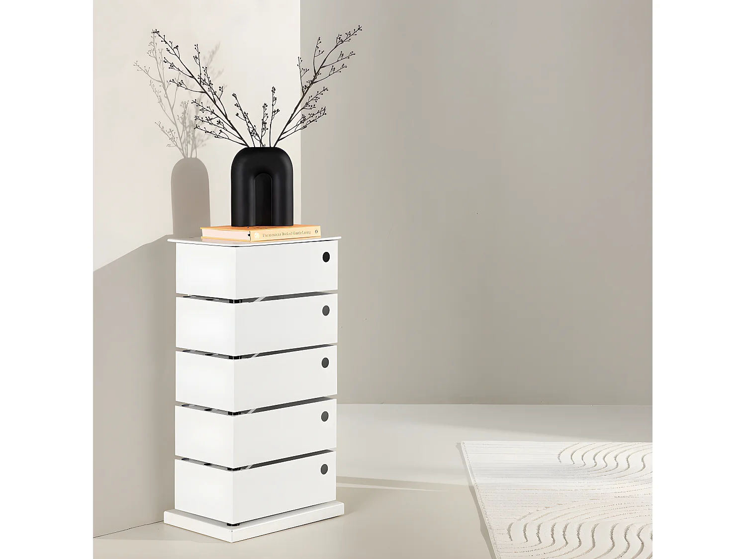 Meuble de Rangement 5 Tiroirs "San Carlos" 72cm Blanc