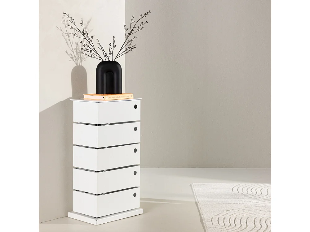 Meuble de Rangement 5 Tiroirs "San Carlos" 72cm Blanc
