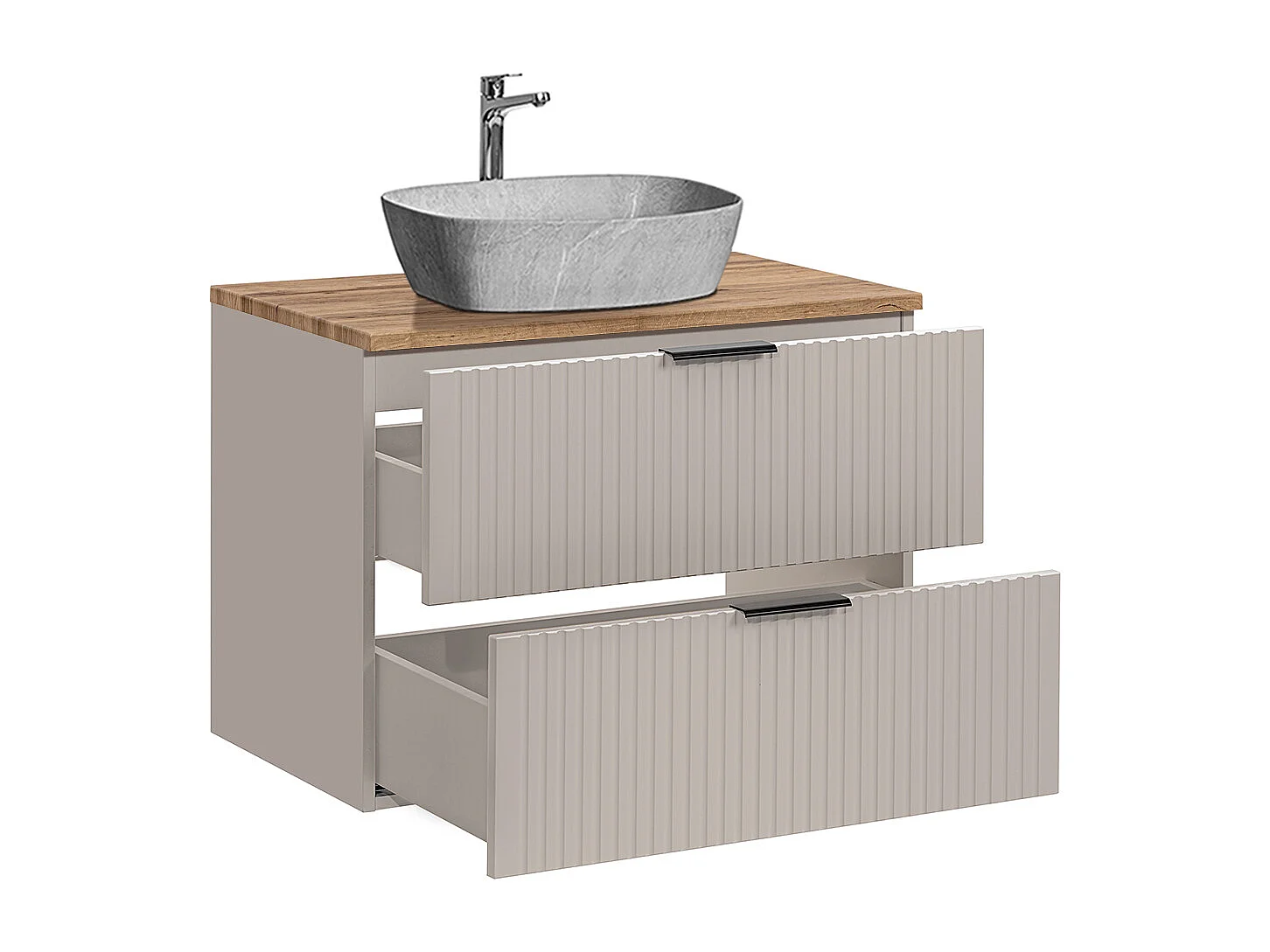 Set di mobili da bagno con lavabo Adriel beige 80cm