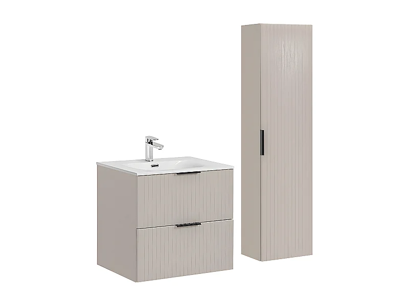 Set di mobili da bagno con lavabo Adriel beige 60cm